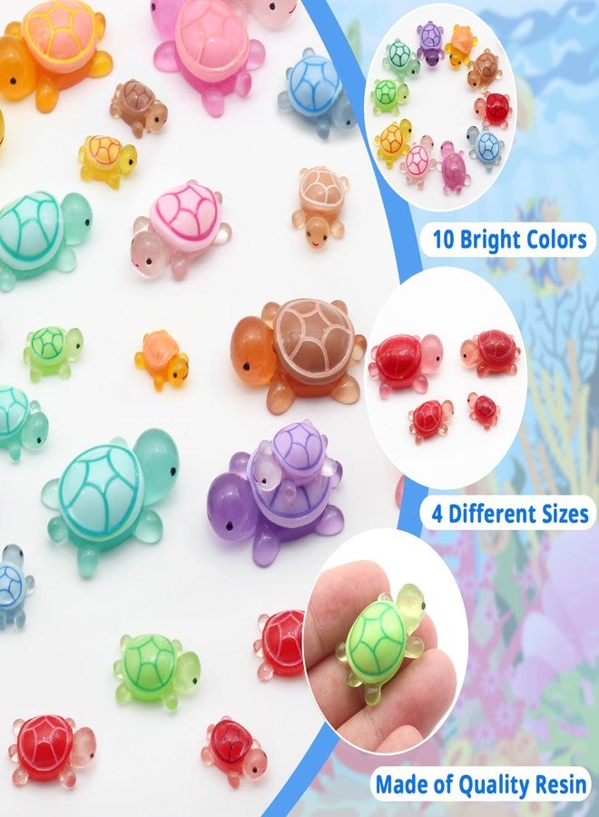 انفين مجموعة أنفين المكونة من 40 قطعة من مجسمات السلاحف المصغرة المضيئة في الظلام، مصنوعة من الراتنج اللطيف بأربعة أحجام وعشرة ألوان زاهية - مثالية لأحواض السمك، وبيوت الدمى، وأحواض السمك، وحدائق الجنيات، وهدايا مميزة - Image 4